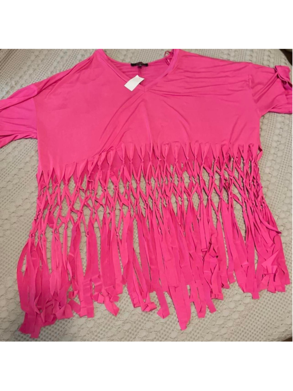 NWT Pink fringe crop top #glam #festival #dopamine #rave - Picture 1 of 4
